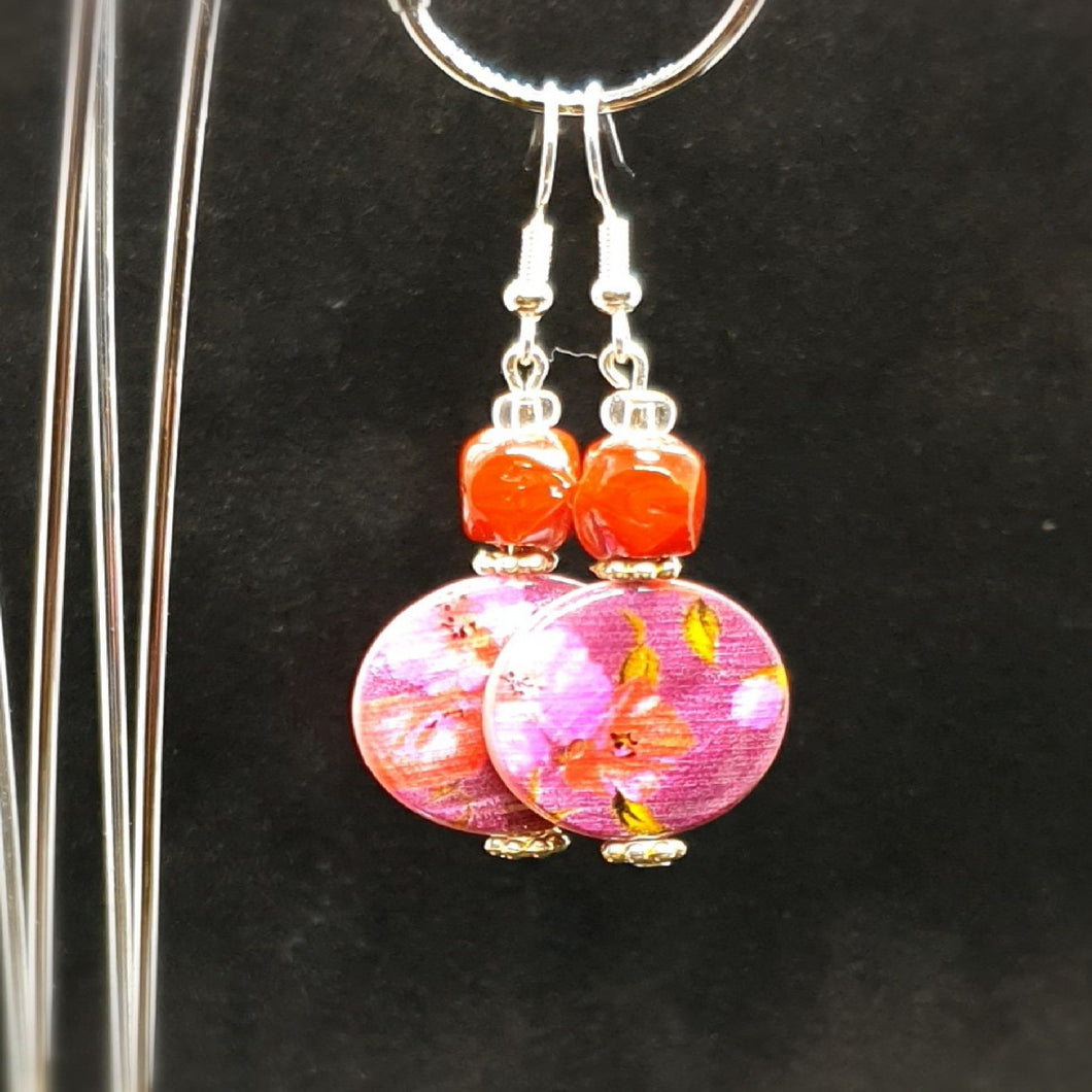 Australian Made Up-cycled
Vintage Flower disc and blush bead Earrings