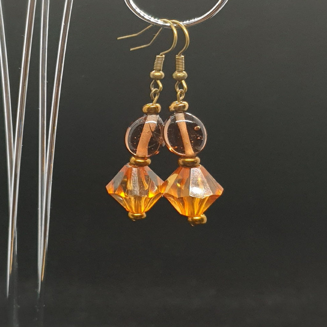 Australian Made Up-cycled Vintage Caramel and Amber diamond Earrings