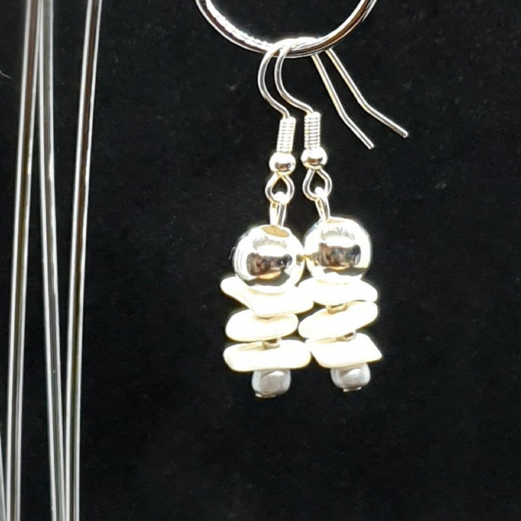 Australian Made Up-cycled Vintage White tile and silver Earrings