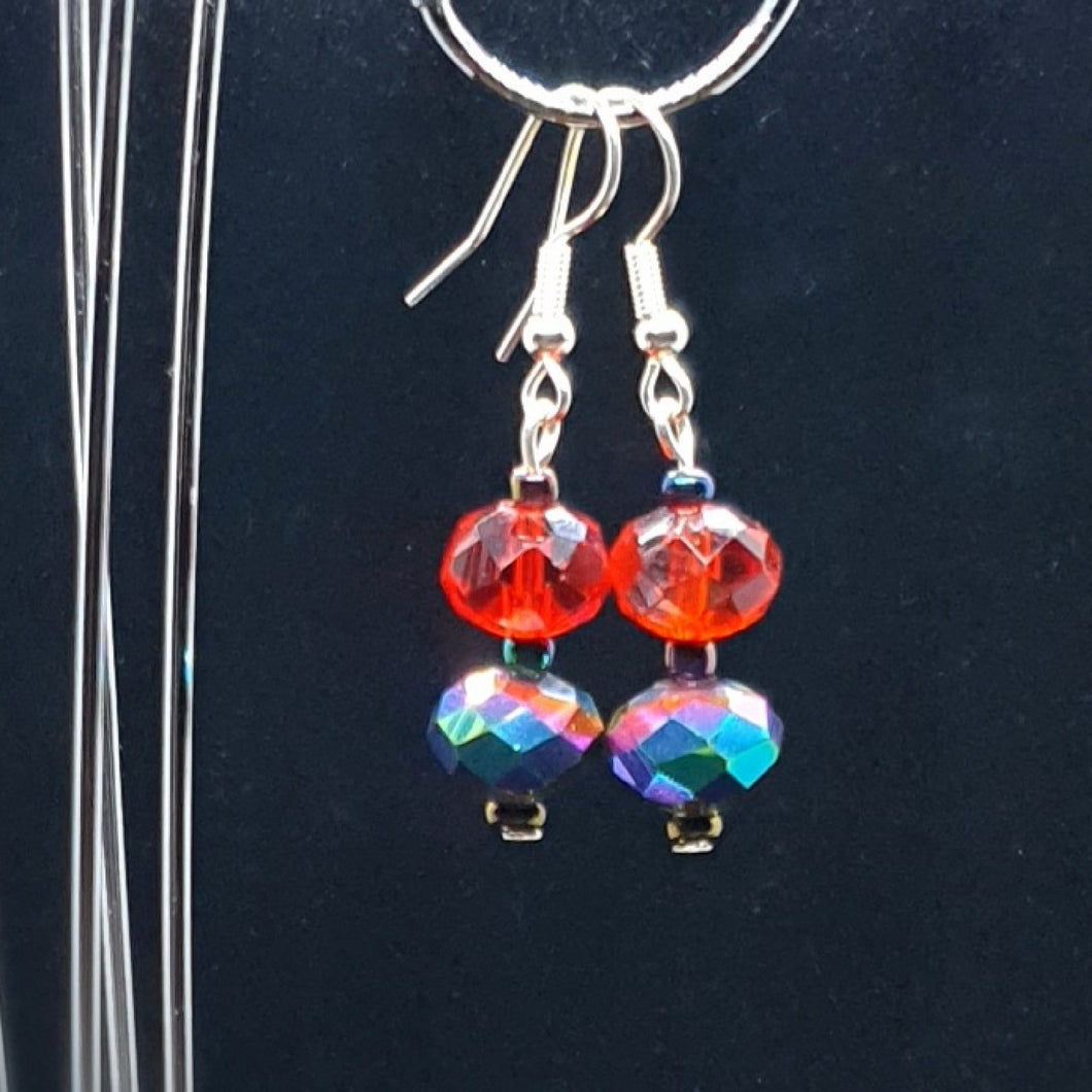 Australian Made Up-cycled Vintage Glass ruby and violet crystal Earrings