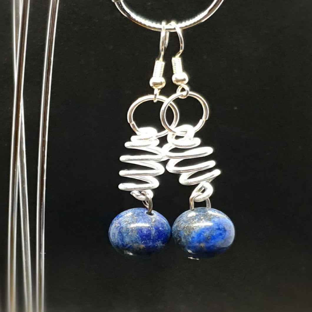 Australian Made Up-cycled Vintage Blue marble spiral Earrings