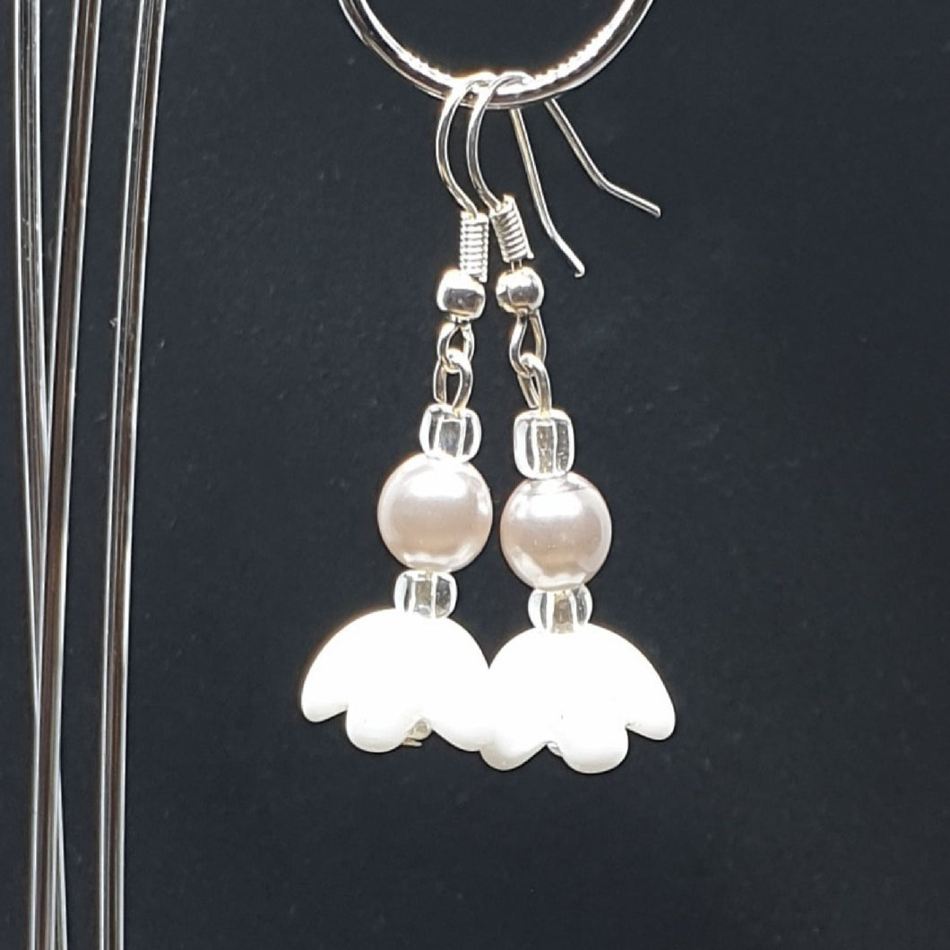 Australian Made Up-cycled Vintage Pearl and China flower Earrings RARE