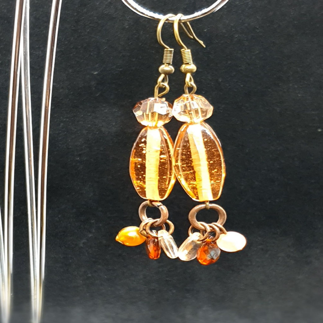 Australian Made Up-cycled Vintage Stunning Czech Peach glass Earrings