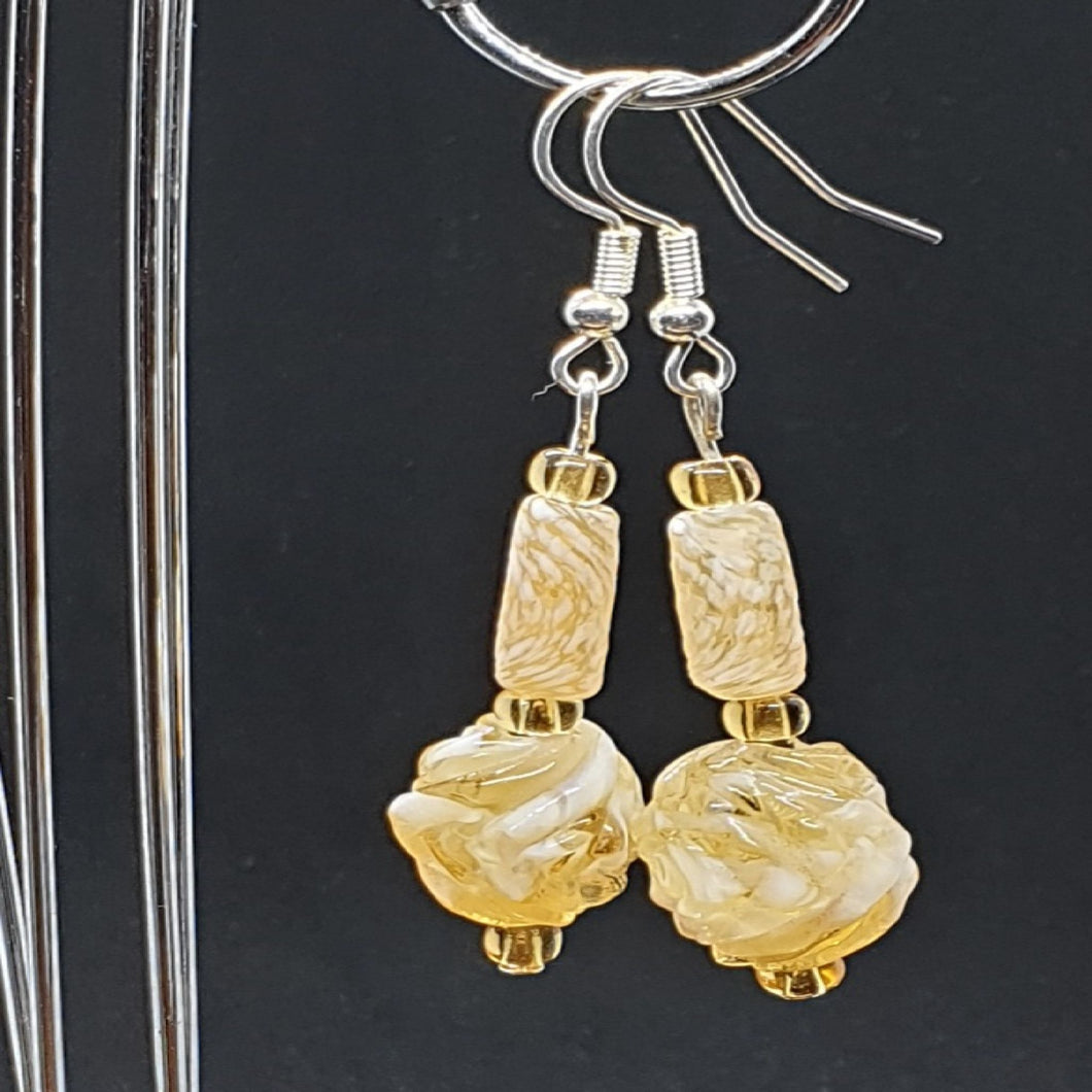 Australian Made Up-cycled Vintage Czech Egg Yolk Earrings RARE