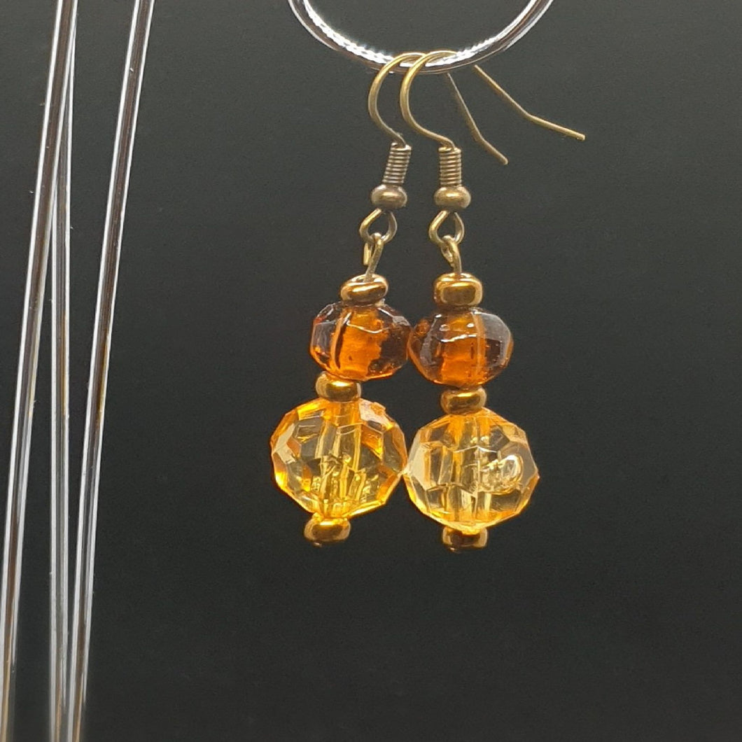 Australian Made Up-cycled Vintage Czech Amber and honey Earrings