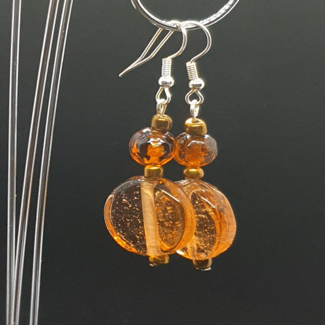 Australian Made Up-cycled Vintage Apricot and Amber Czech Earrings