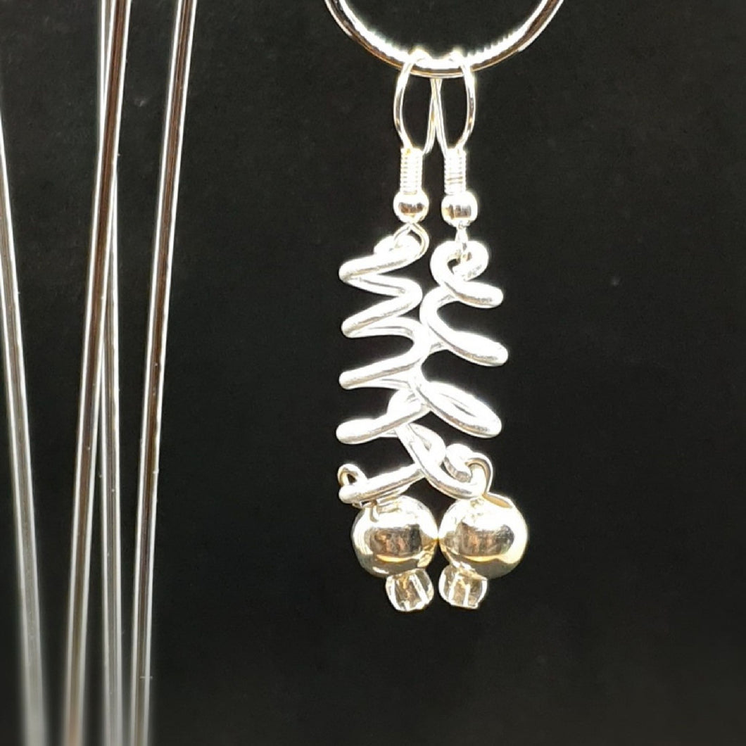 Australian Made Up-cycled Vintage Silver spiral and ball Earrings