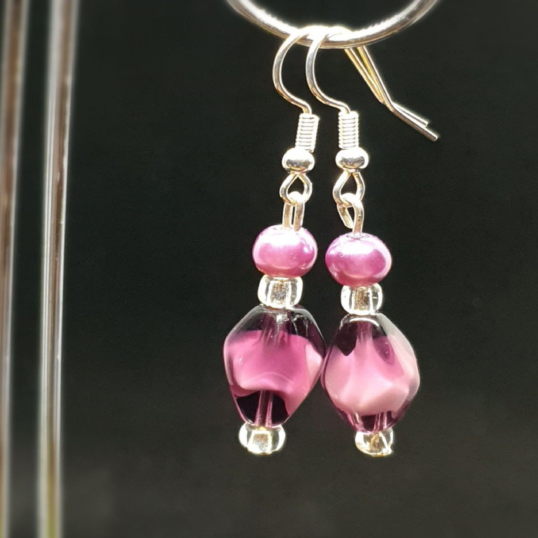 Australian Made Up-cycled
Vintage Violet and diamond bead Earrings