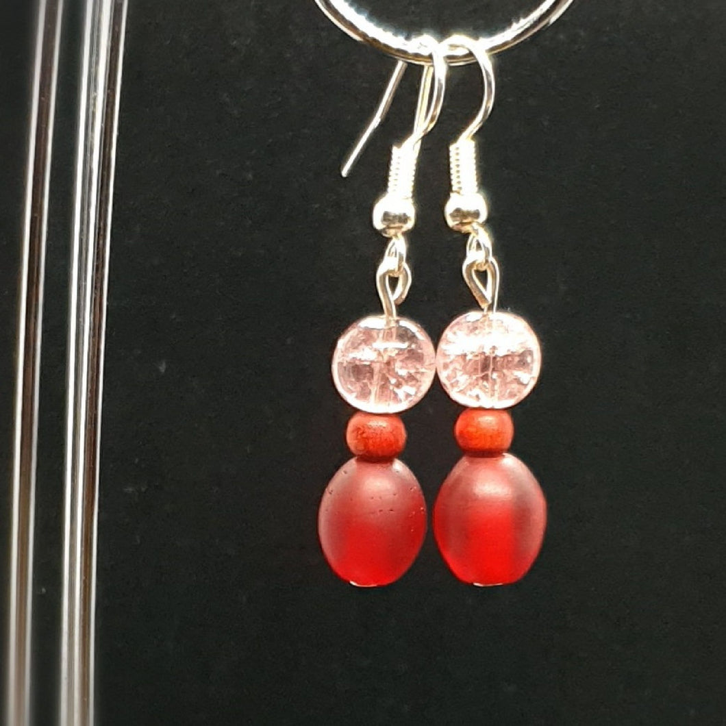 Australian Made Up-cycled
Vintage Pink and ruby marble Earrings