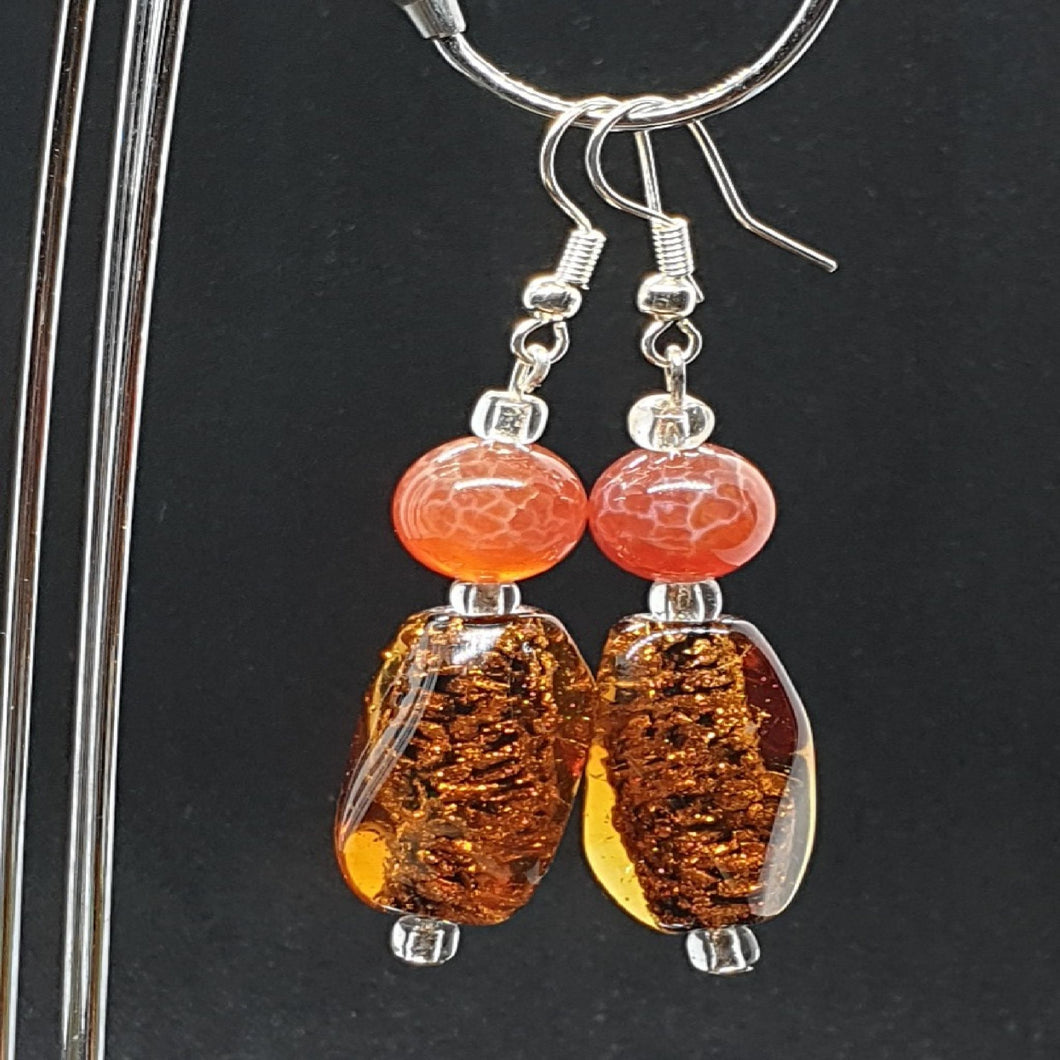 Australian Made Up-cycled Vintage Cognac Amber Earrings RARE