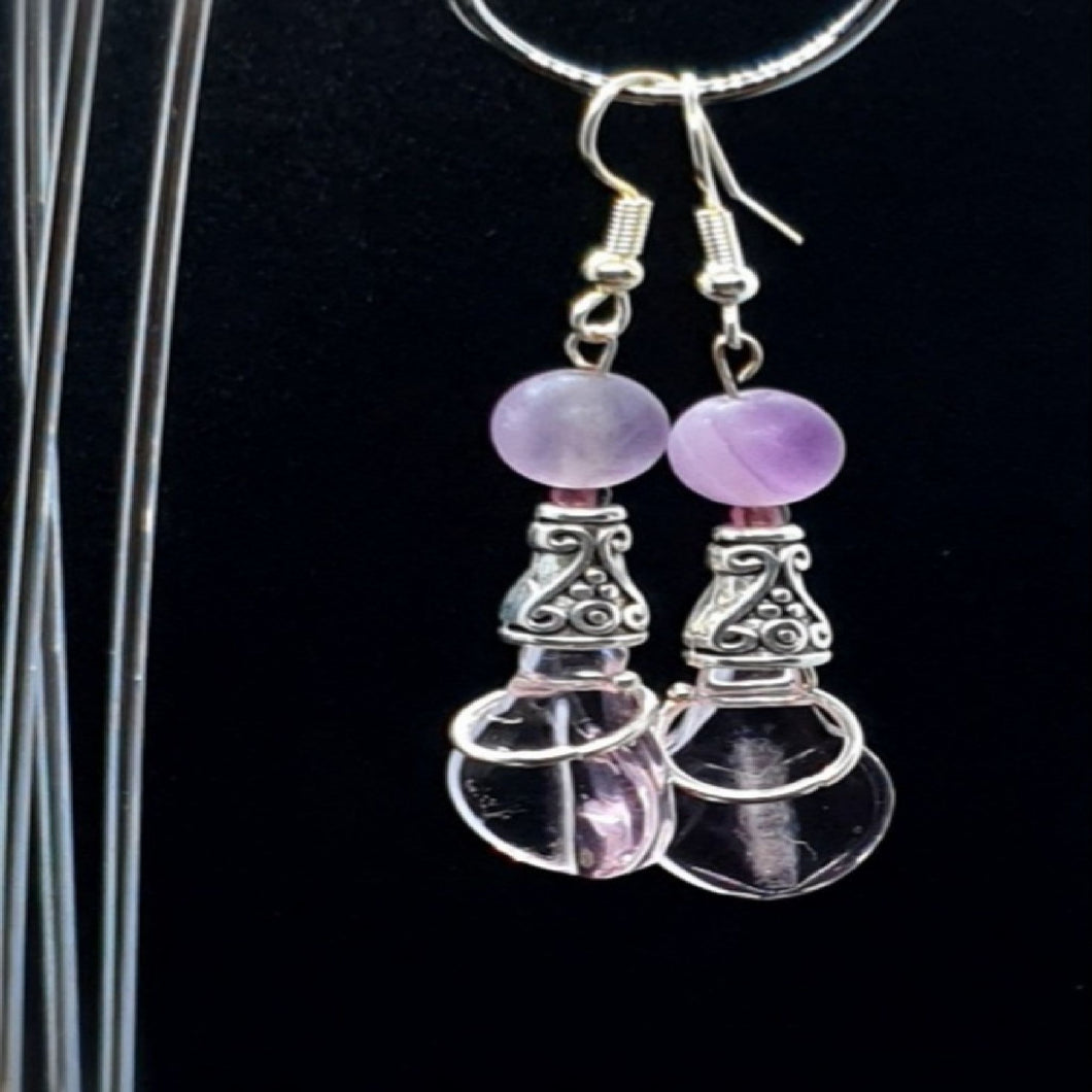 Australian Made Up-cycled
Vintage Palest pink glass Petal Earrings