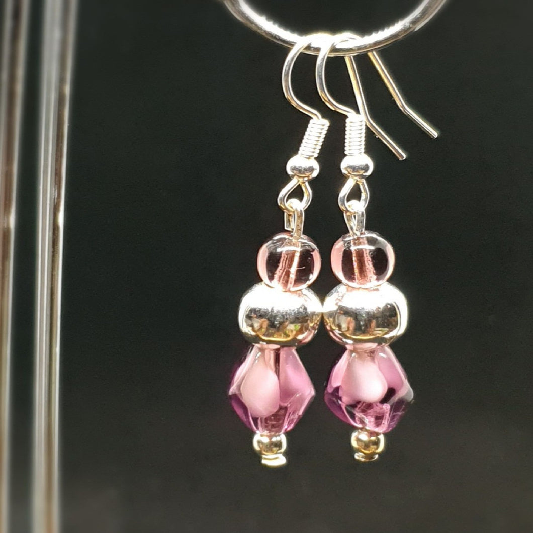 Australian Made Up-cycled
Vintage Silver and purple Givre marble Earrings