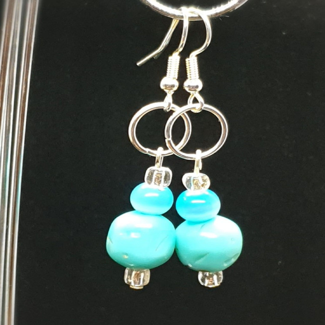 Australian Made Up-cycled
Vintage Pale Turquoise marble Earrings