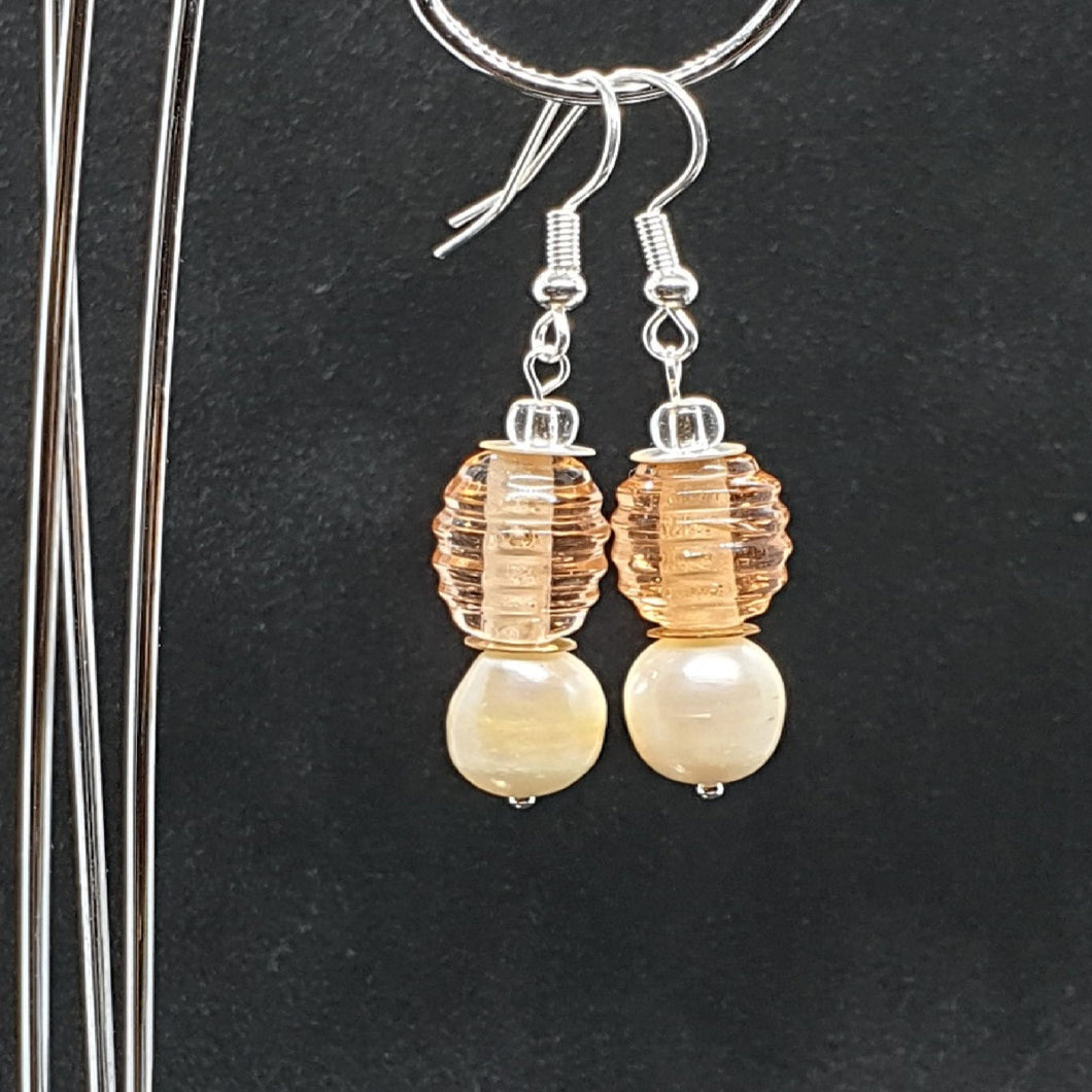 Australian Made Up-cycled Vintage Czech Beehive and Pearl Earrings