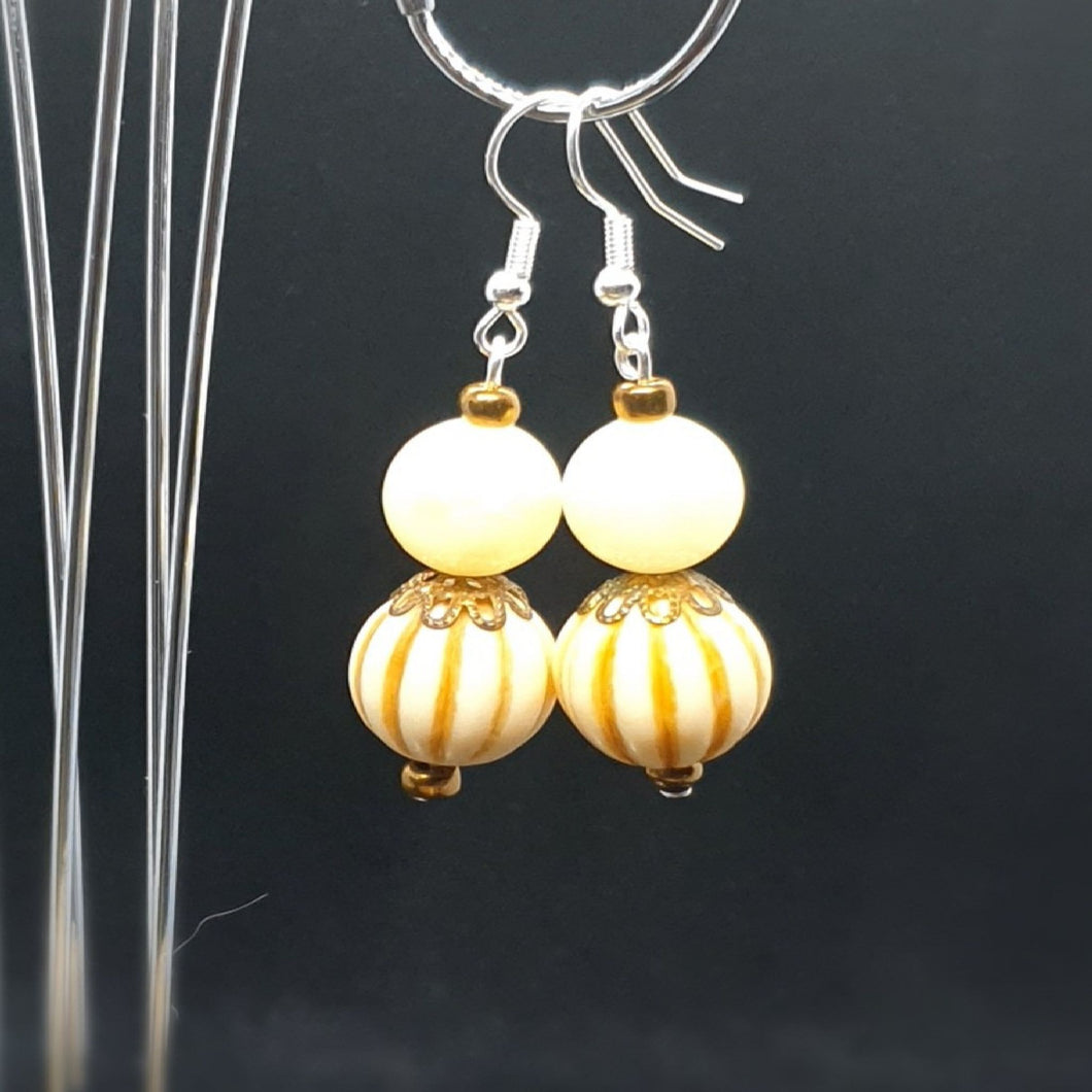 Australian Made Up-cycled Vintage Creme Circus Duo Earrings