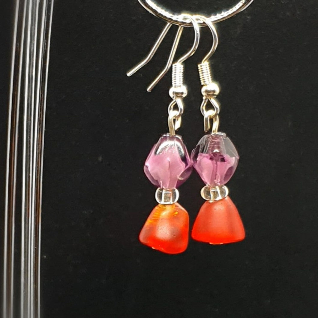 Australian Made Up-cycled
Vintage Violet and ruby Czech Earrings
